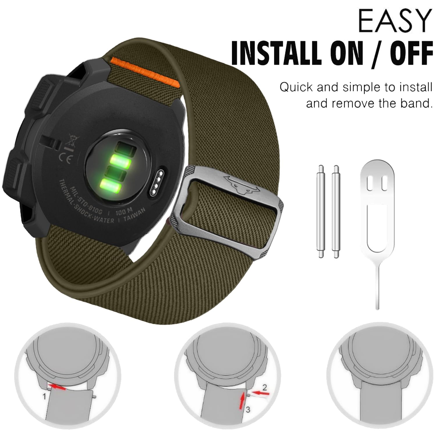 Abanen Correa elástica suave de nailon para Garmin Instinct 2 Solar/Instinct/Instinct Crossover de 22 mm