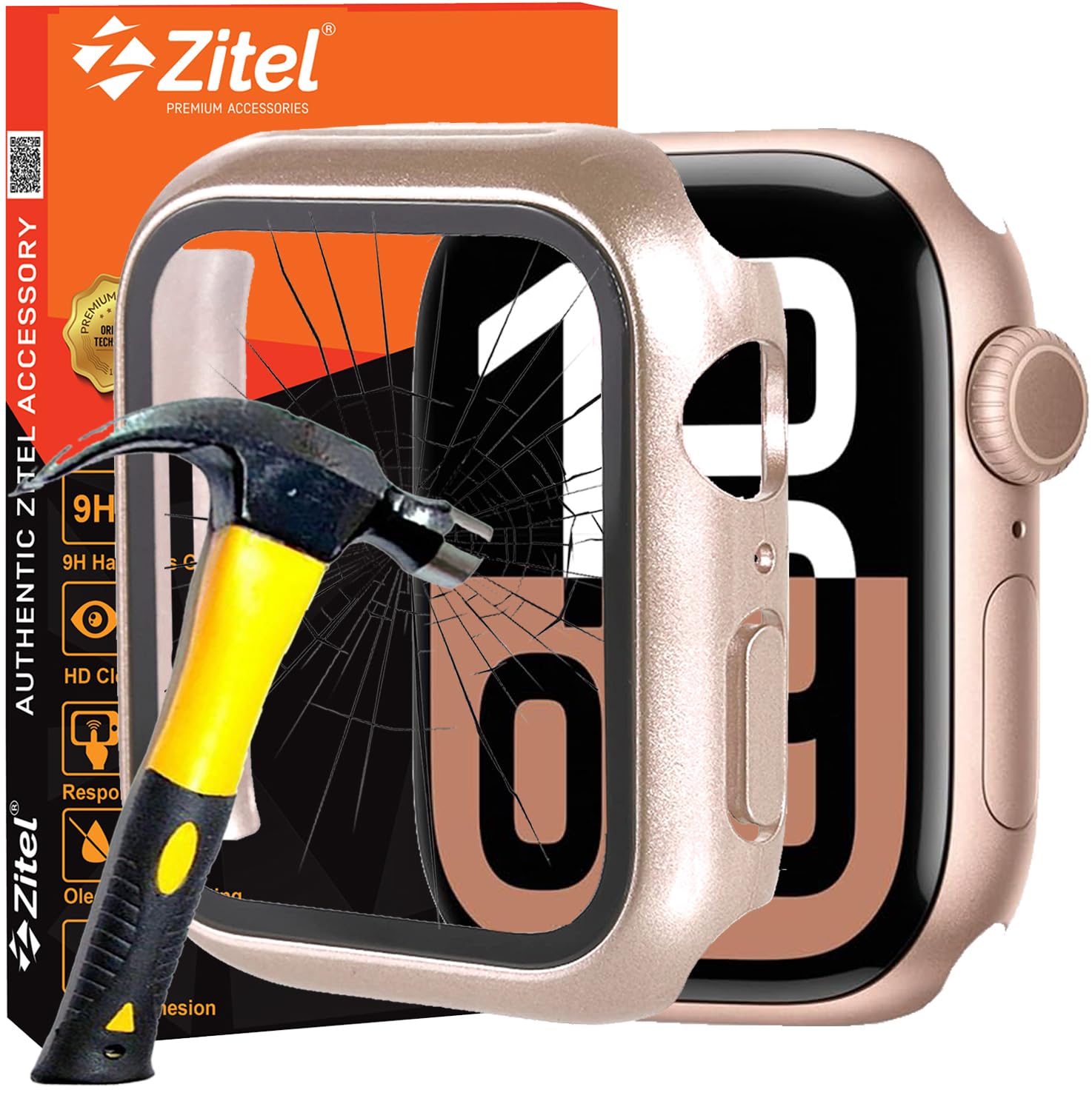 Zitel Case with Screen Protector Compatible with Apple Watch Series 10 46mm Hard PC Cover with Built-in 9H Tempered Glass (46mm, Rose Gold)-picture-21