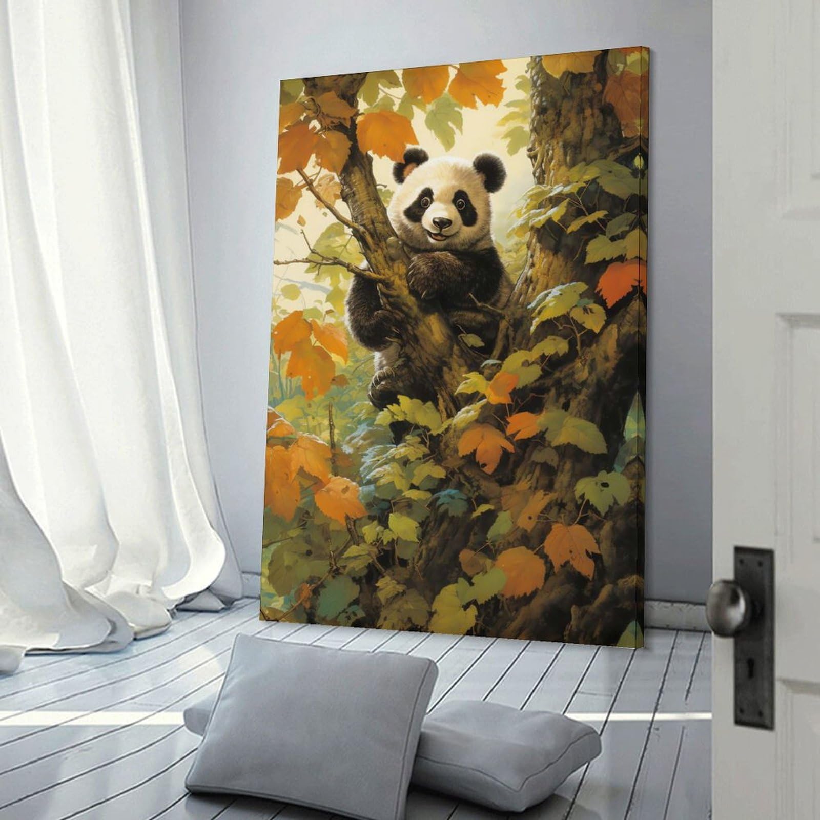 Junmoney Panda Hanging Wall Art, 24x36inch(60x90cm), for Living Room, Bedroom, Office Or Hallway, Decorative Artwork with Broad Appeal