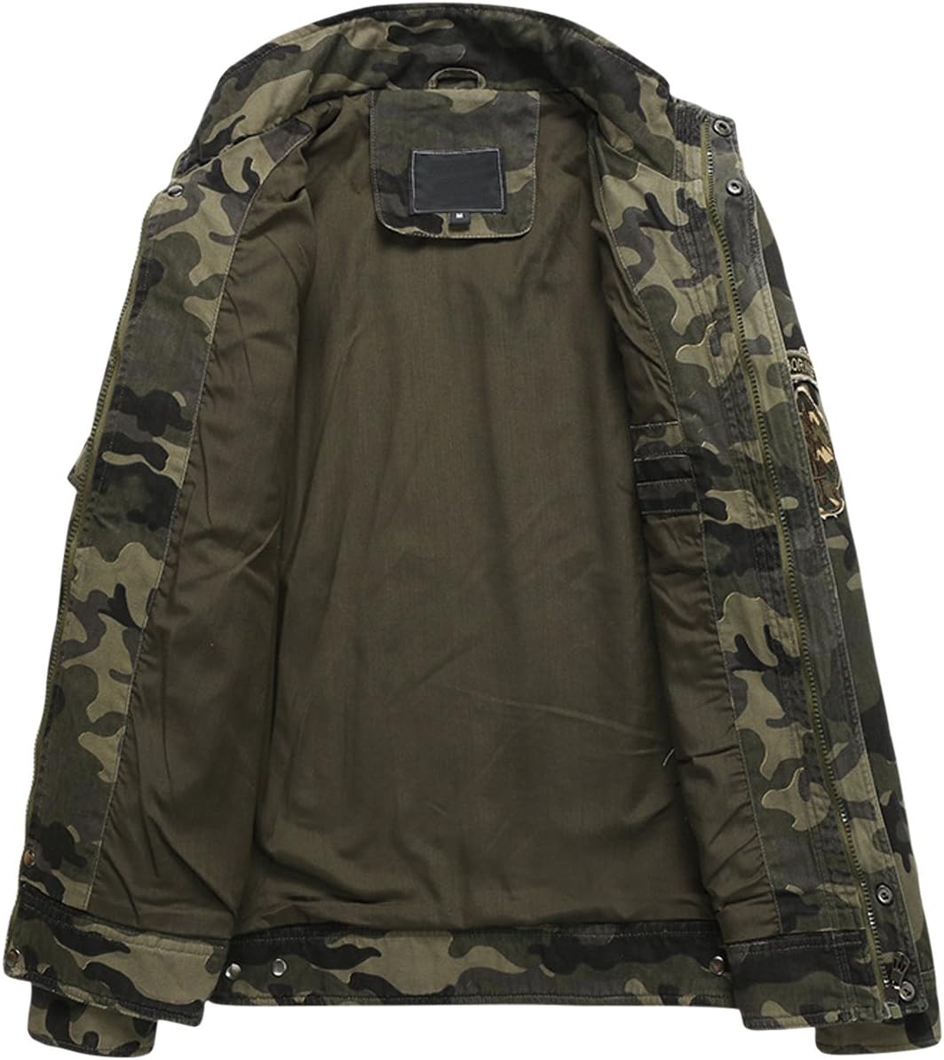 Springrain Men's Casual Military Jackets Camouflage Cotton Army Jacket Outwear - Image 3