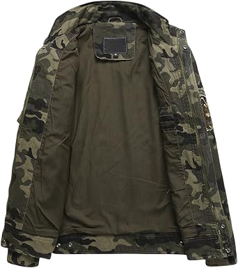 Springrain Men's Casual Military Jackets Camouflage Cotton Army Jacket Outwear