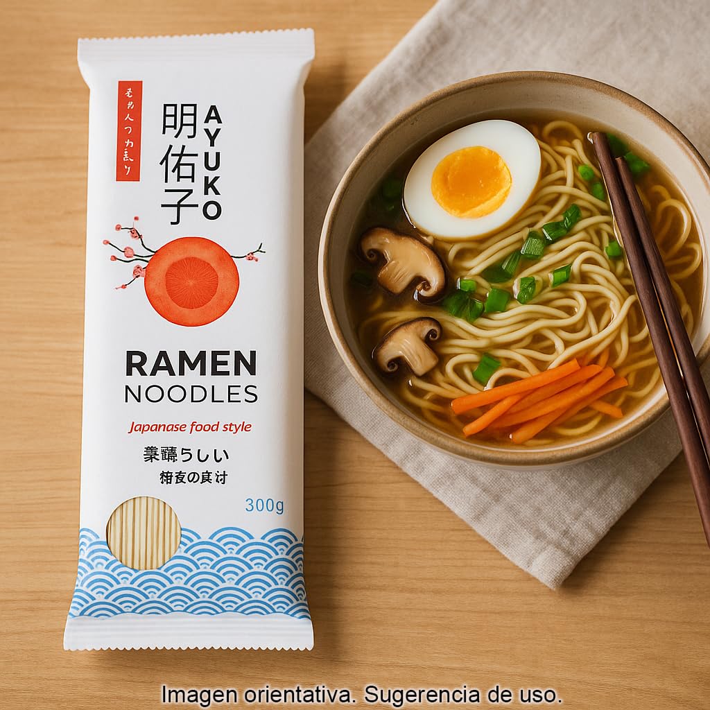 Fideos Ramen de Trigo 300 g Pack 3 Bolsas 2 mm Textura Firme para Sopa Yakisoba