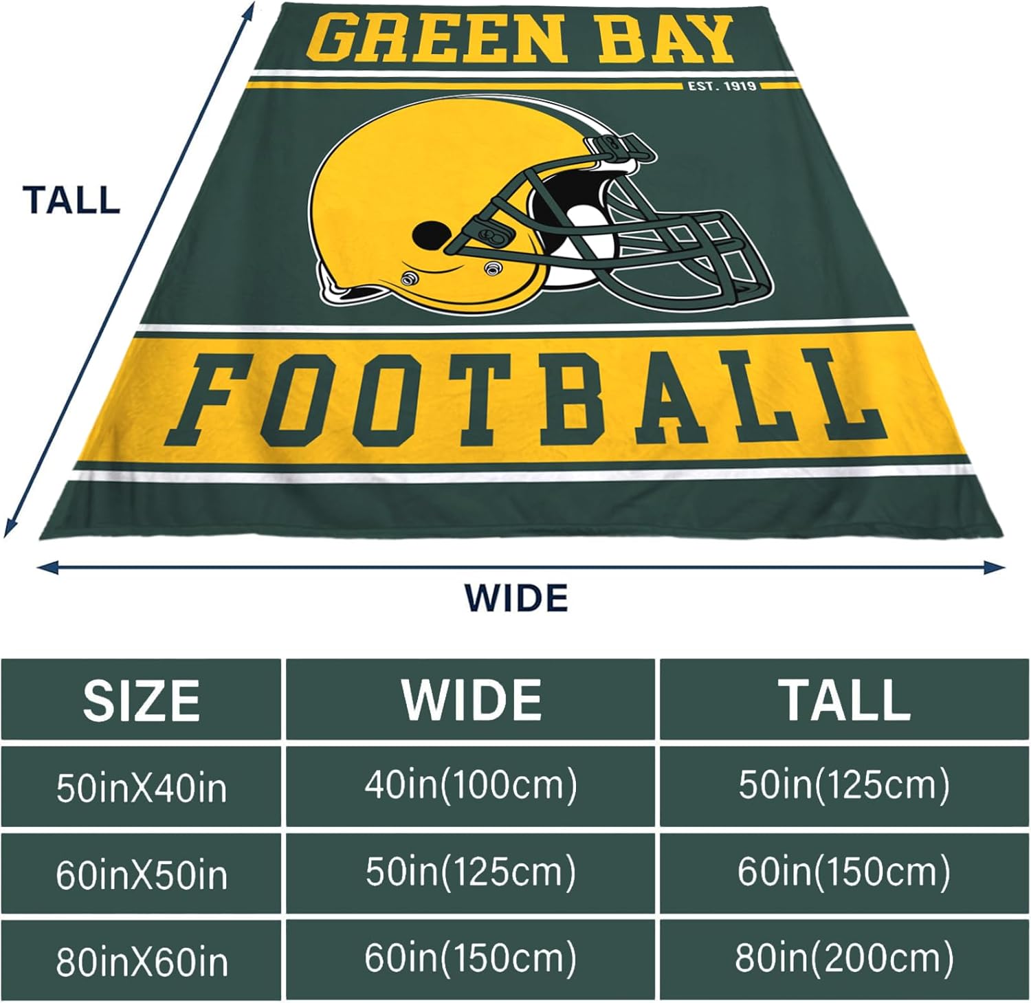 Football Blanket for Men Women Football Lovers Gifts Soft Flannel Warm Throw Blanket Football Style Travel Blanket for Men Football Fans Blankets for Sofa Bed Bedroom Living Room 50x60 Inch - Image 3