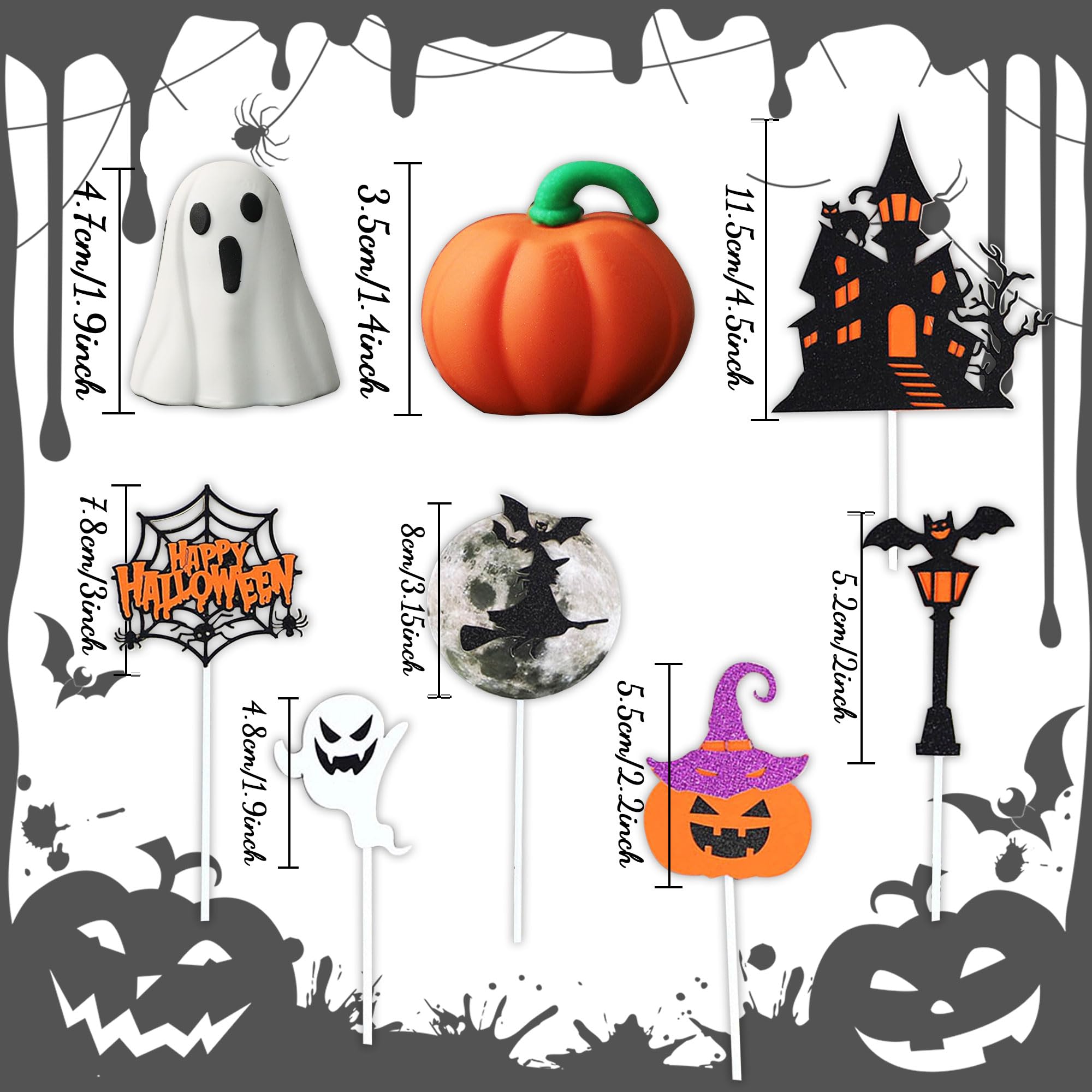 Roaring Good Time Halloween Cake Decoration Withch Ghost Haunted House Cake Topper Witch Cake Topper Pumpkin Cake Decoration Halloween Party Supplies - Image 3