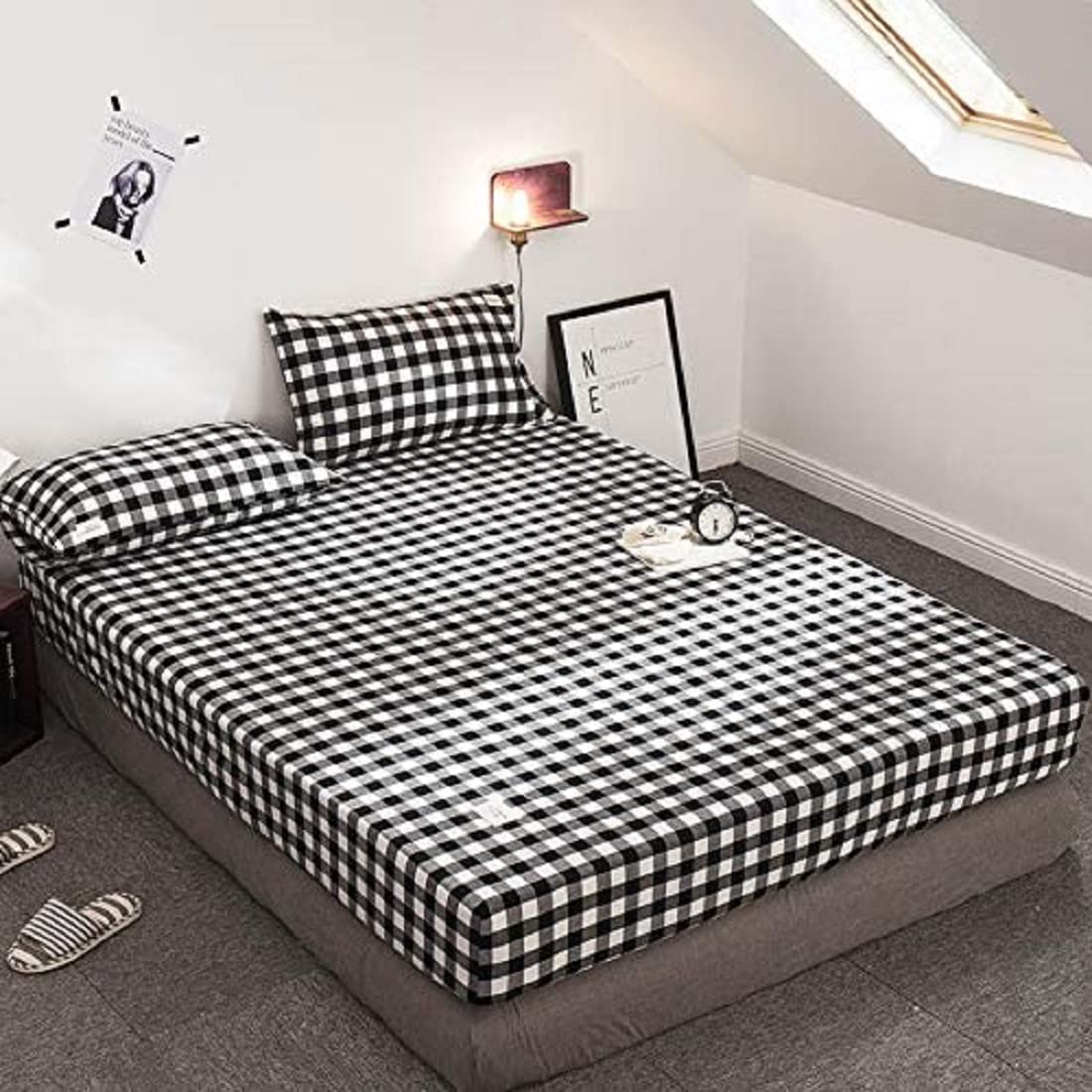 Deevine Craft 4 Inch Thick Pure Pu Foam Mattress Single High Density PU Foam Mattress Extremely Soft Cum Reversible Foldable Dual Comfort Mattress Gingham Plaid Black and White Check 72X35X4 Inches-image-33