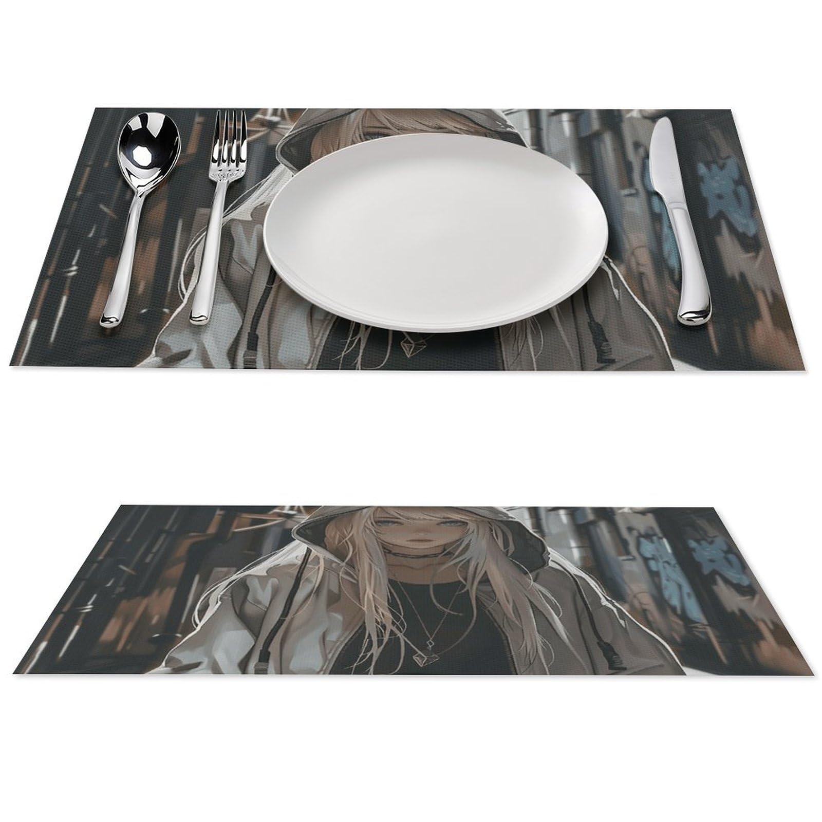 Set de table Girl in Hoodie en PVC tissé 45,7x30,5 cm lavable et antidérapant