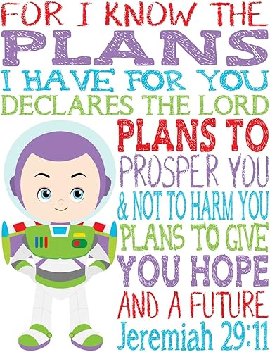 Miniatura 3 de Buzz Lightyear Toy Story Christian Nursery Little Boys Room - Impresión sin marco para I Know The Plans I Have For You Jeremías 29:11