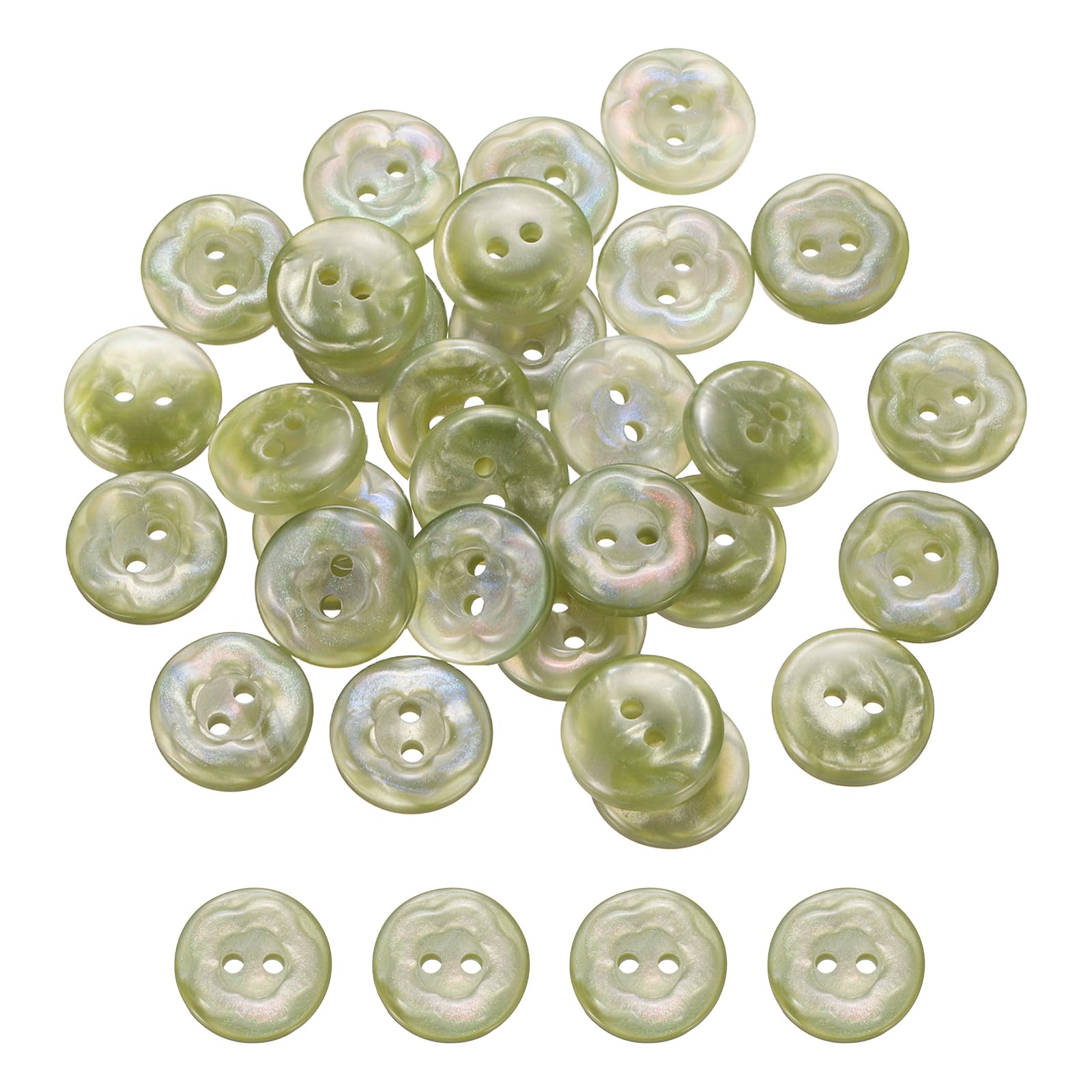 sourcing map 30Pcs Resin Buttons, 7/16" (11.5mm) 2 Holes Sewing Craft Elegant Shirt Buttons for Sewing Blouse Coat Windbreaker Hat Doll Decoration DIY Crafts (Round, Green)