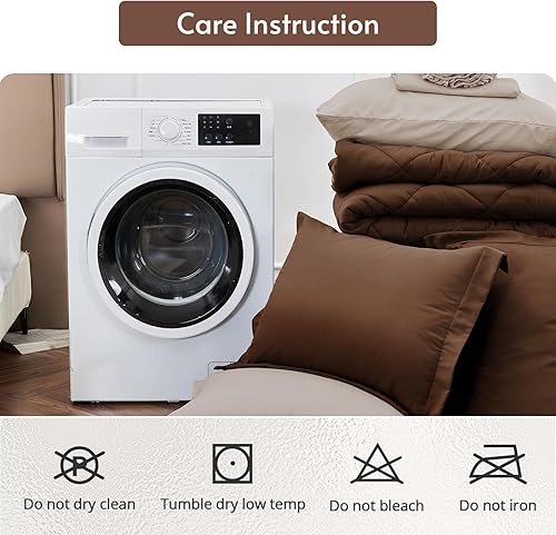 Miniatura 57 de MUXHOMO Juego de edredón Queen de 7 piezas, cama reversible en una bolsa, tamaño Queen, juego de ropa de cama para todas las estaciones con edredón