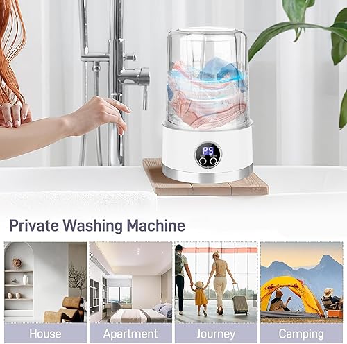 Miniatura 4 de Mini lavadora ropa interior lavadora portátil 1L suave limpieza profunda aparato recargable para calcetines, ropa interior, ropa de bebé, ropa de