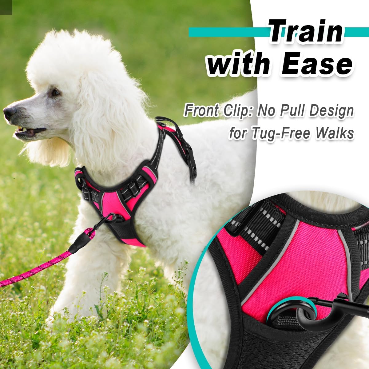 BARKBAY Dog Harness No Pull for Small Dogs - Adjustable, Reflective, Comfortable, No Choke, Heavy-Duty - Perfect for Outdoor Training, Walking, and Hiking - Strong & Durable - XS & Pink X-Small Pink