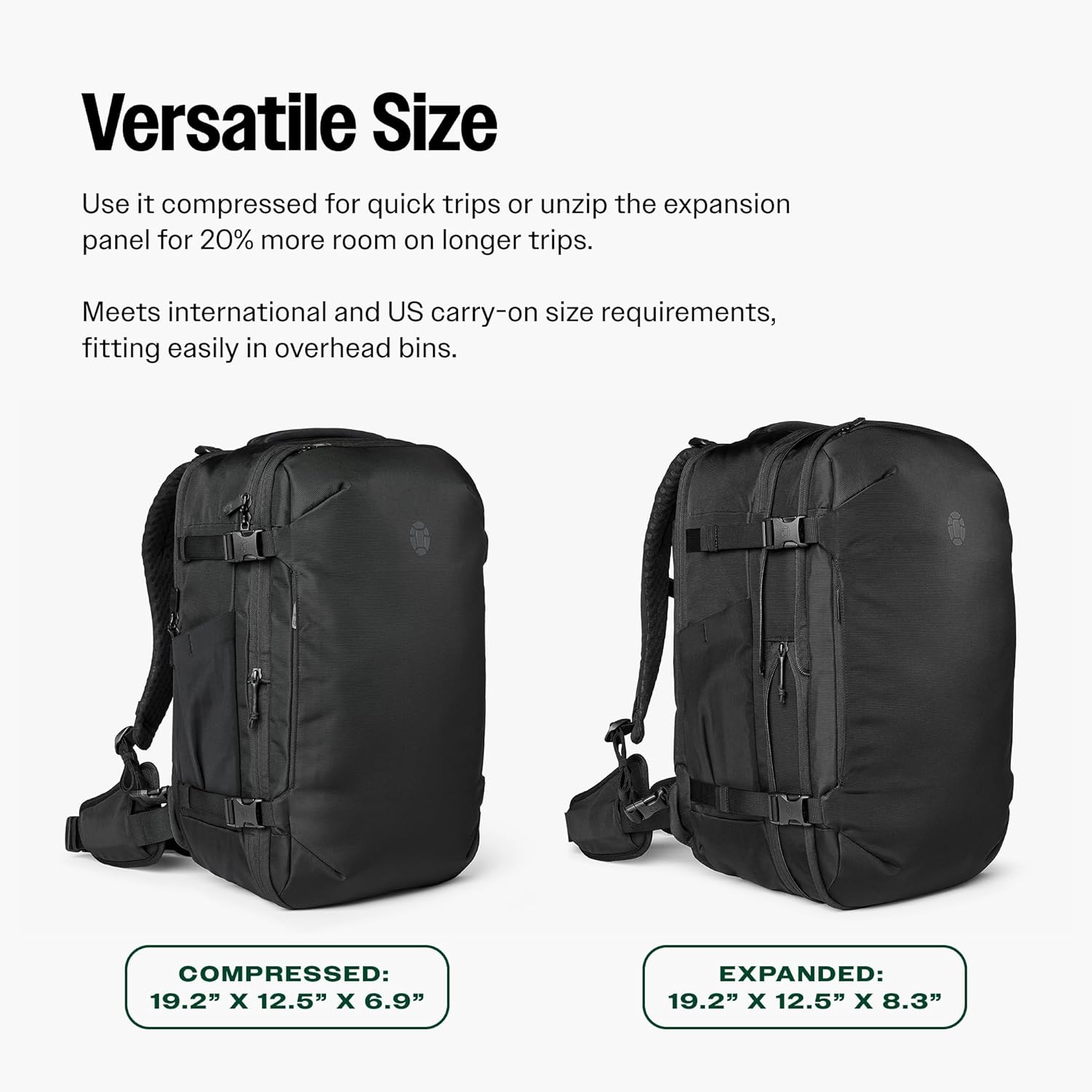 Tortuga Expandable Travel Backpack, 27-32.5L Carry-On Travel Backpack for Men and Women - Durable, Comfortable, Easy to Pack, Airline-Approved Travel Bag with Laptop Compartment