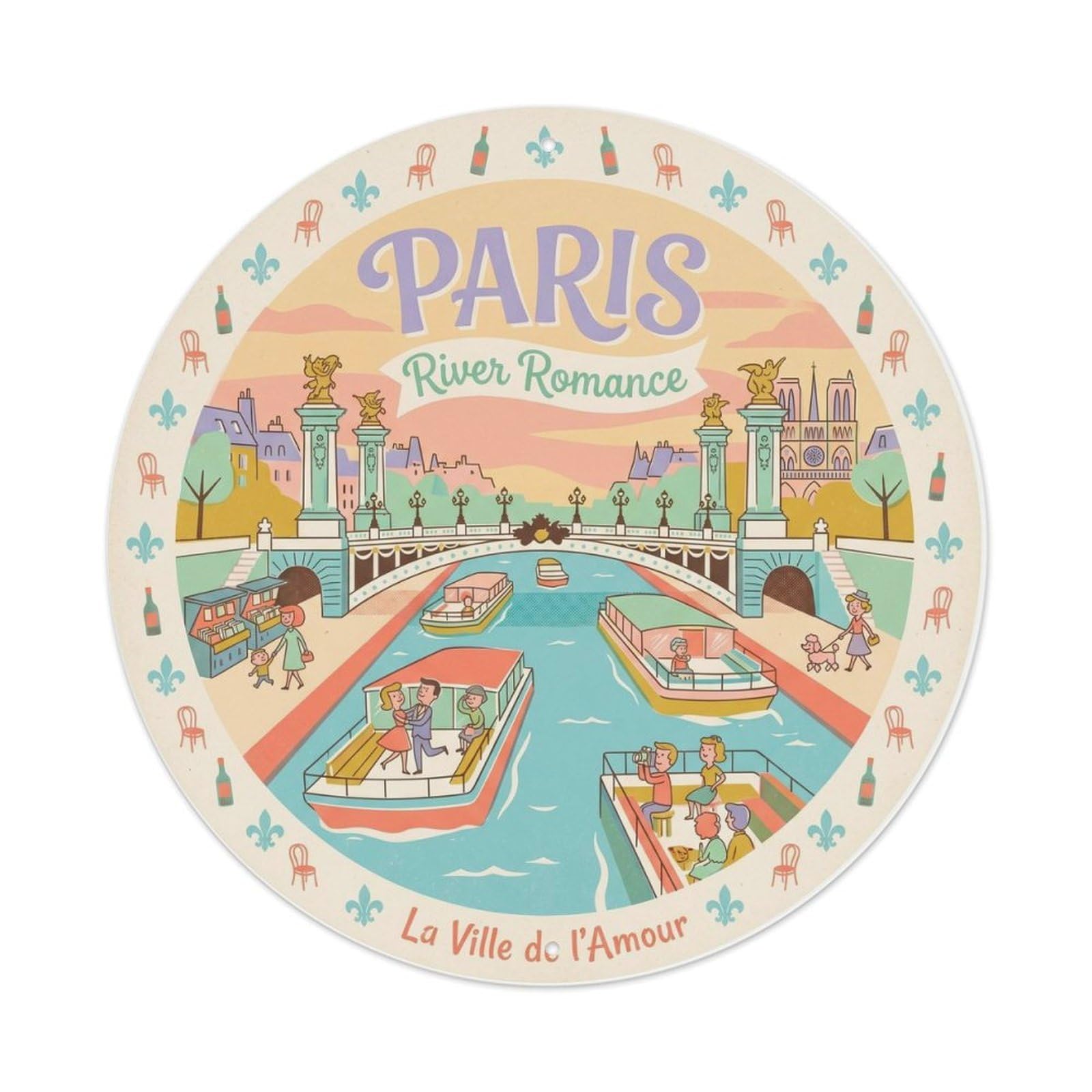Fqnyr Style Vintage Travel Paris Riverside Adventure Metal Tin Sign