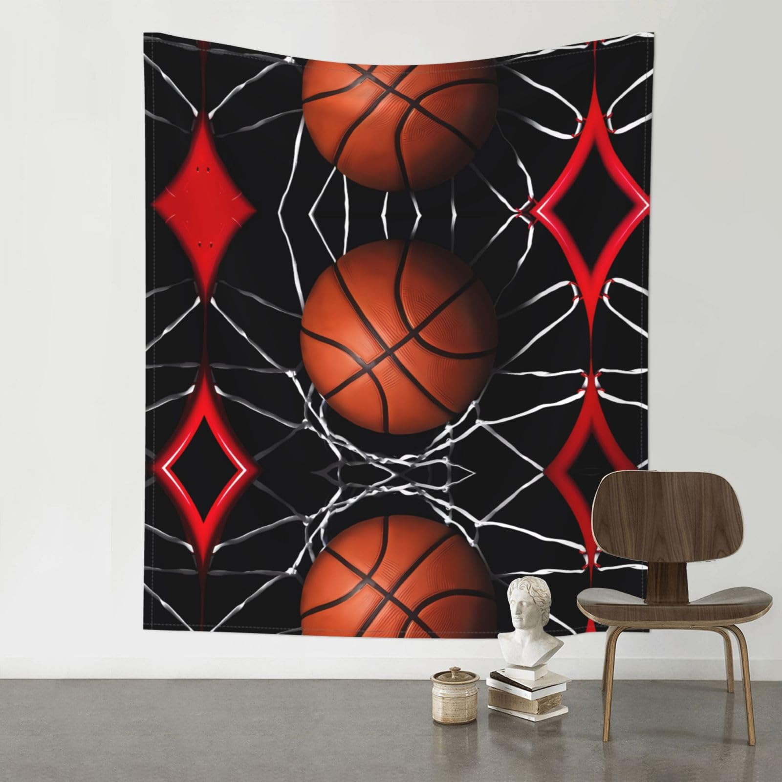 YYHWHJDE Basketball Prints 60x51in Wall Tapestry – High-Grade Polyester Throw for Dorm, Beach & Home Decor