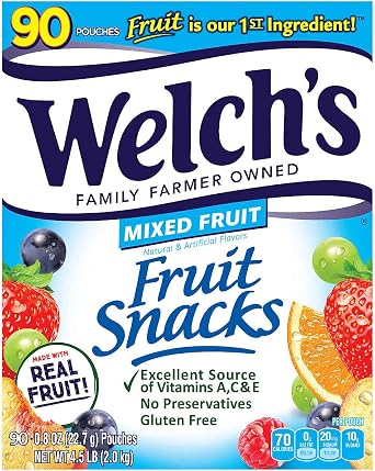 Made in the USA Fruit Snack Welch, 90 Bags! Welch`s Fruit Snacks Mix 90 pouches