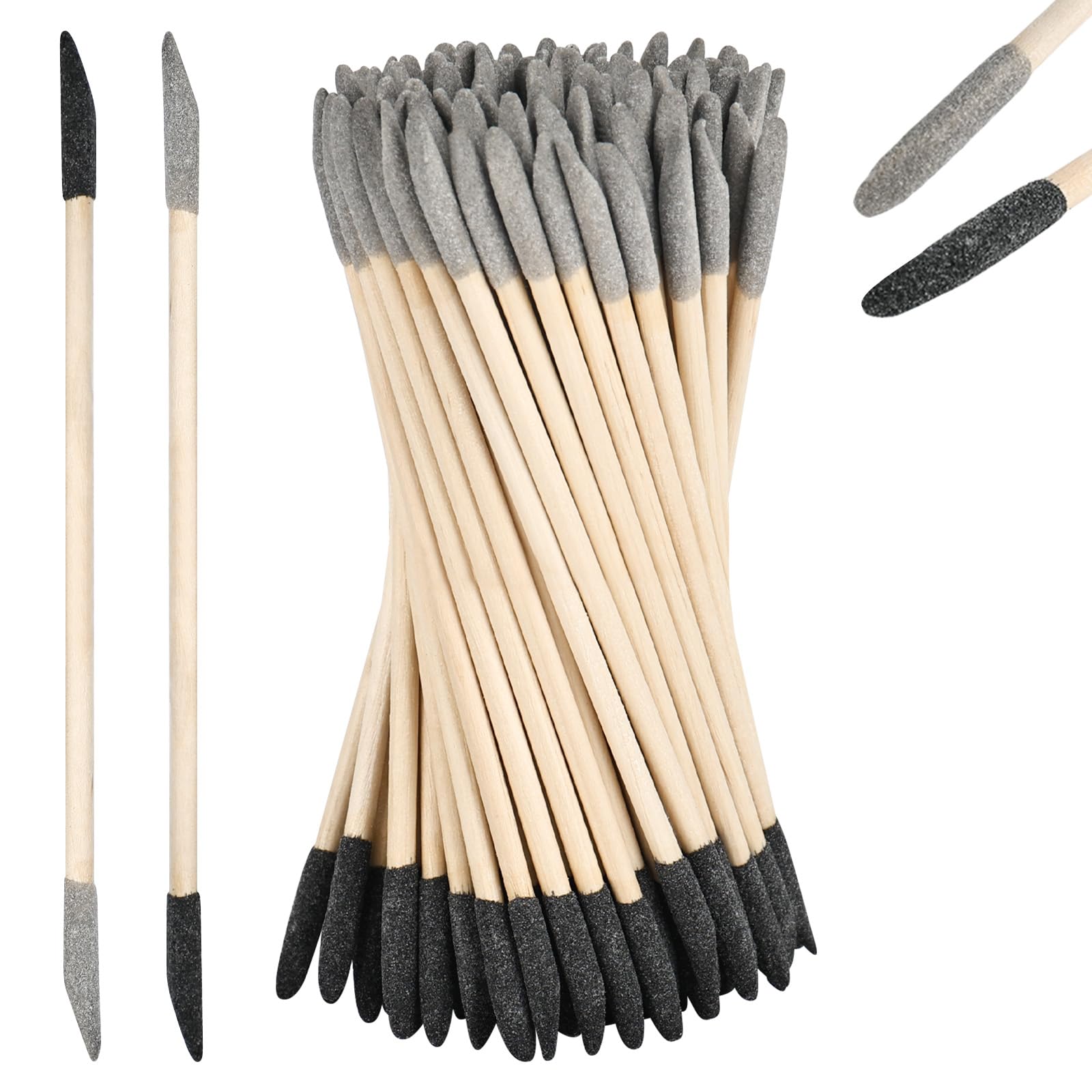 100 varillas de lijado, granularidad con 150# negro/280# gris con doble hilo de lijado fino para modelismo Gundam, artesanía de madera, pulido de uñas