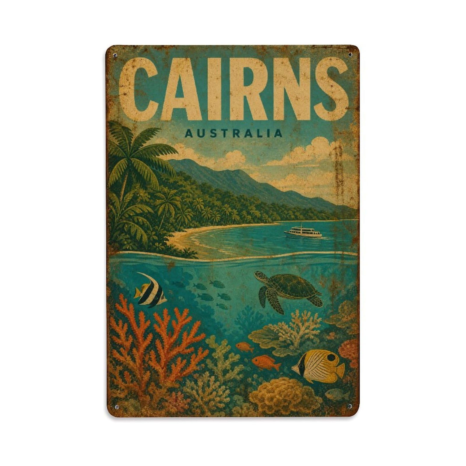 Australia Cairns Travel Destination Vintage Metal Tin Sign