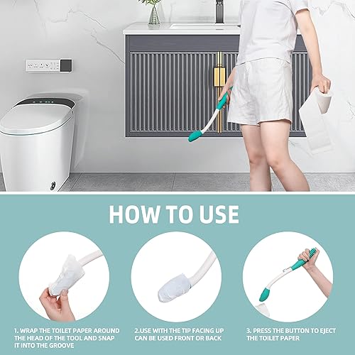 Miniatura 4 de Fanwer Ayudas de inodoro para limpiar – Herramientas de limpiaparabrisas de 15.7 pulgadas de largo alcance – Autoayuda para discapacitados,