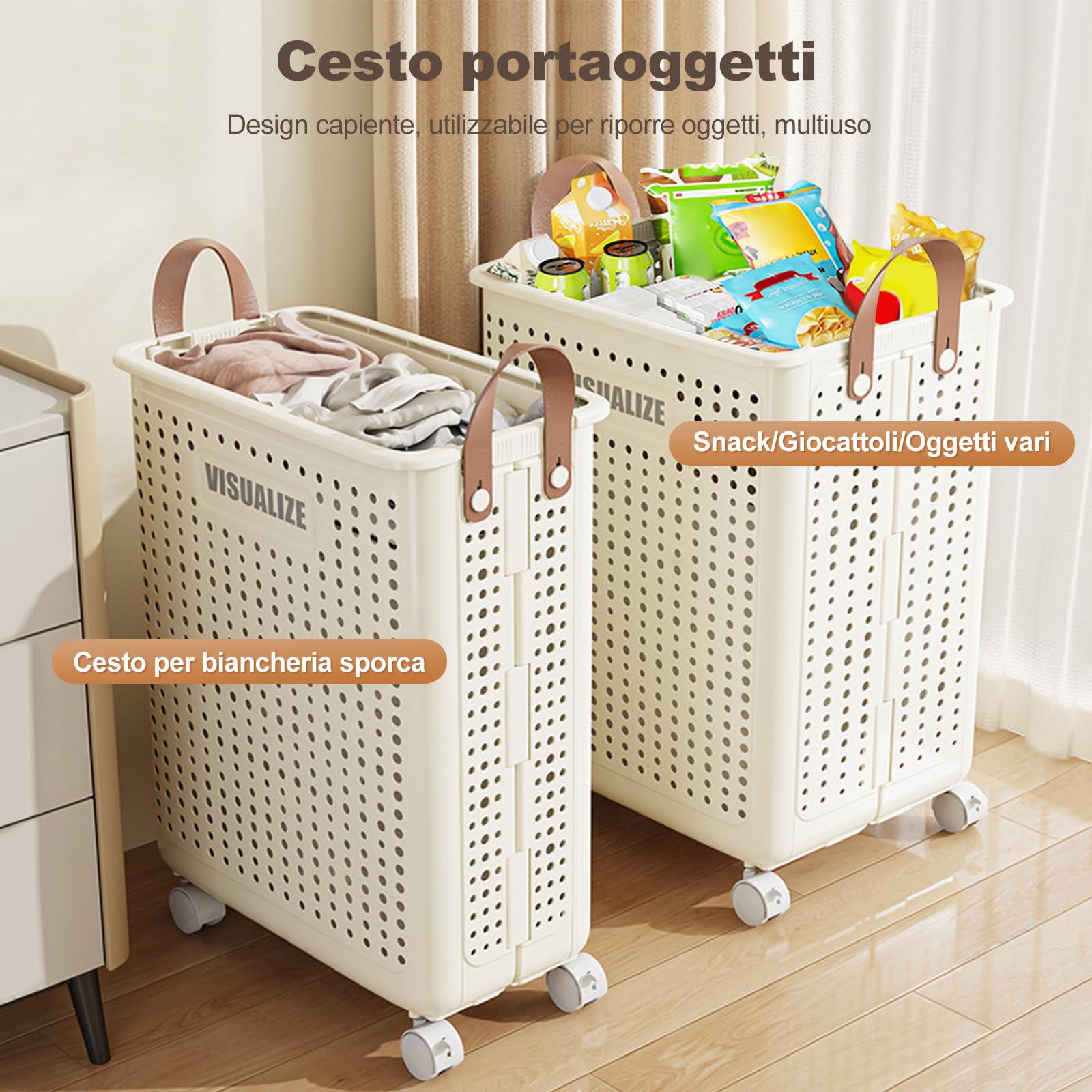 Ergocar Cesto Portabiancheria Con Ruote Universali Dormitory Per Famiglie Mobile Girevole Grow Out Per Giocattoli, Vestiti, Organizzatore Di Contenitori Per Lo Stoccaggio