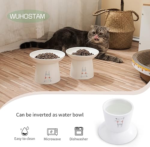 Miniatura 4 de Cuencos elevados extra anchos de 6.5 pulgadas, plato elevado de cerámica para gatos y agua, cuenco para gatos antivómitos, plato de alimentación de