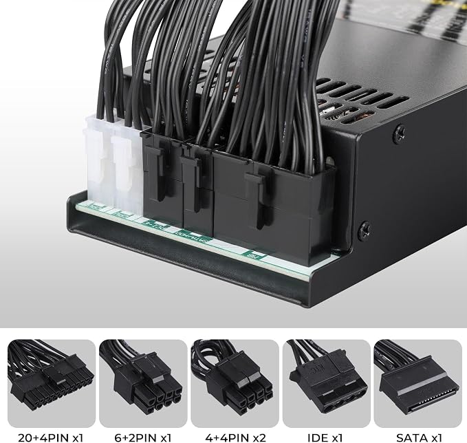 Fuente de alimentación de 600W con doble conector CPU, modular, silenciosa, 110/220V miniatura 8
