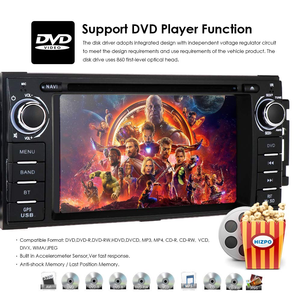 Hizpo Single Din Car Stereo for Jeep Wrangler JK Challenger Dodge Ram