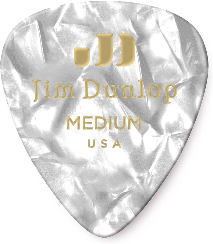 Jim Dunlop Celluloid White Pearloid Pick Medium - 12 Pack