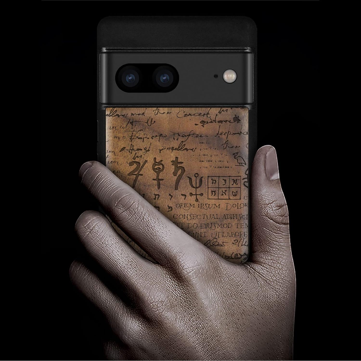 Carveit Wood Case for Pixel 7 Case [Natural Wood & Black Soft TPU] Shockproof Protective Unique & Classy Wooden Cover Compatible with Google Pixel 7 (Magic Book-Walnut)