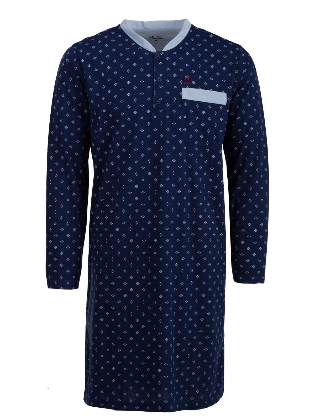 Camisón de manga larga para hombre con brújula y bolsillo en el pecho con botones, talla M-3