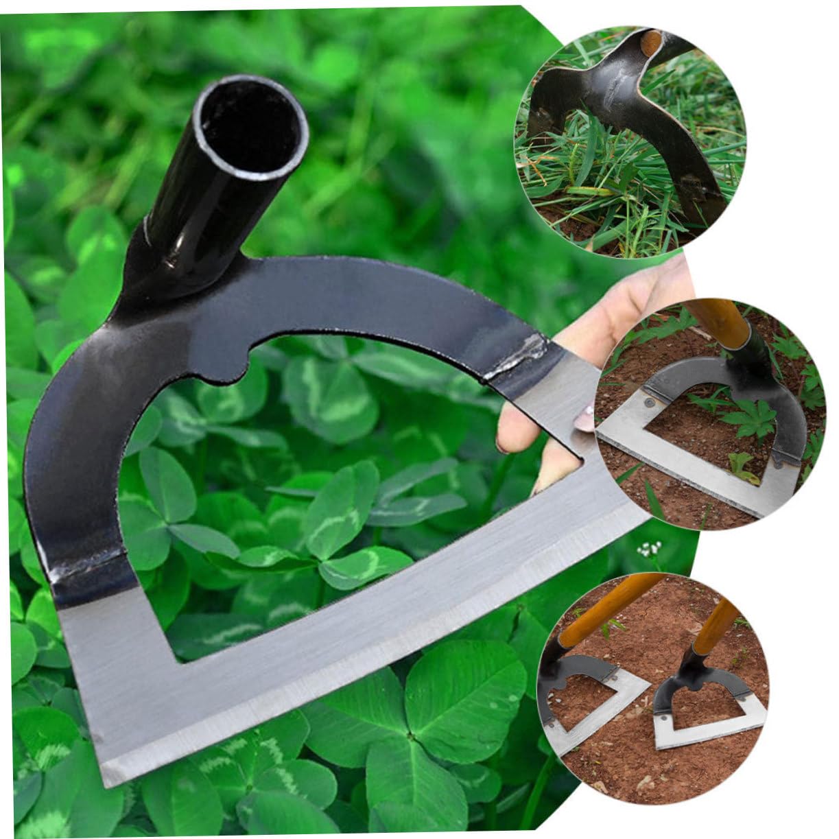 Houe de Jardin en Acier Inoxydable Argenté, Outil de Jardinage Robuste