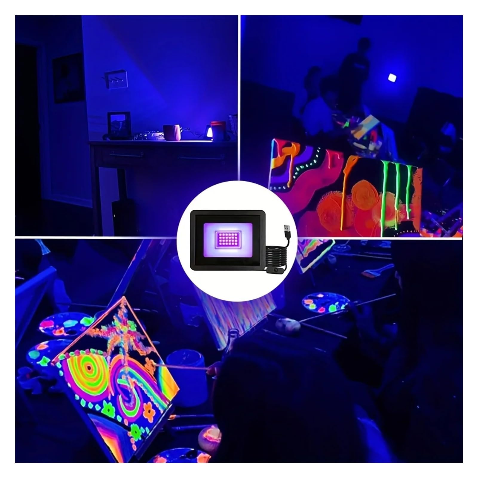 Lámpara de curado UV LED UV de 20 W, luz Ultravioleta 385-400 NM, Fluorescente for escenarios con Efecto y Interruptor, for Fiestas, DJ Festivales(24LEDs-3P)