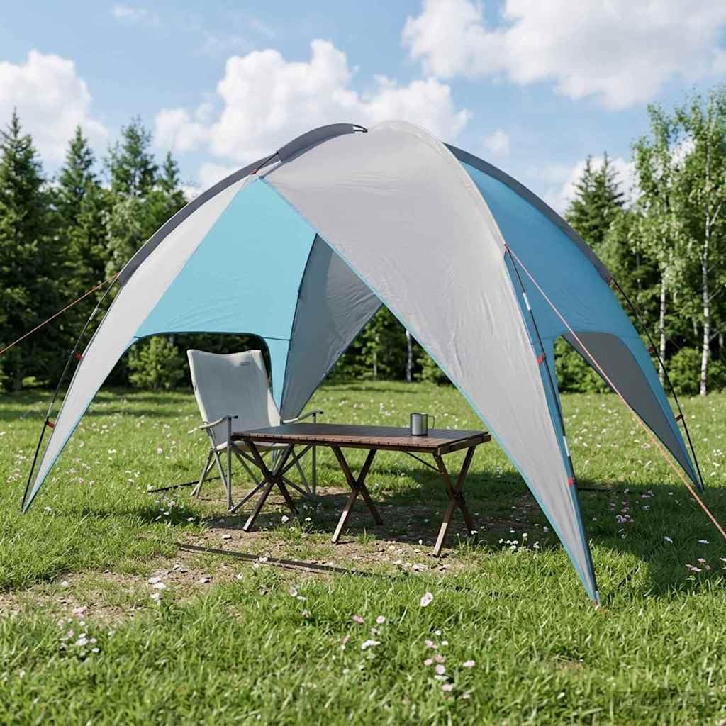 Tienda de campaña cúpula con cubierta impermeable azul 245 x 245 x 149 cm, poliéster 185T con revestimiento de poliuretano, con fibra de vidrio y barras de acero, para camping familia hasta 4