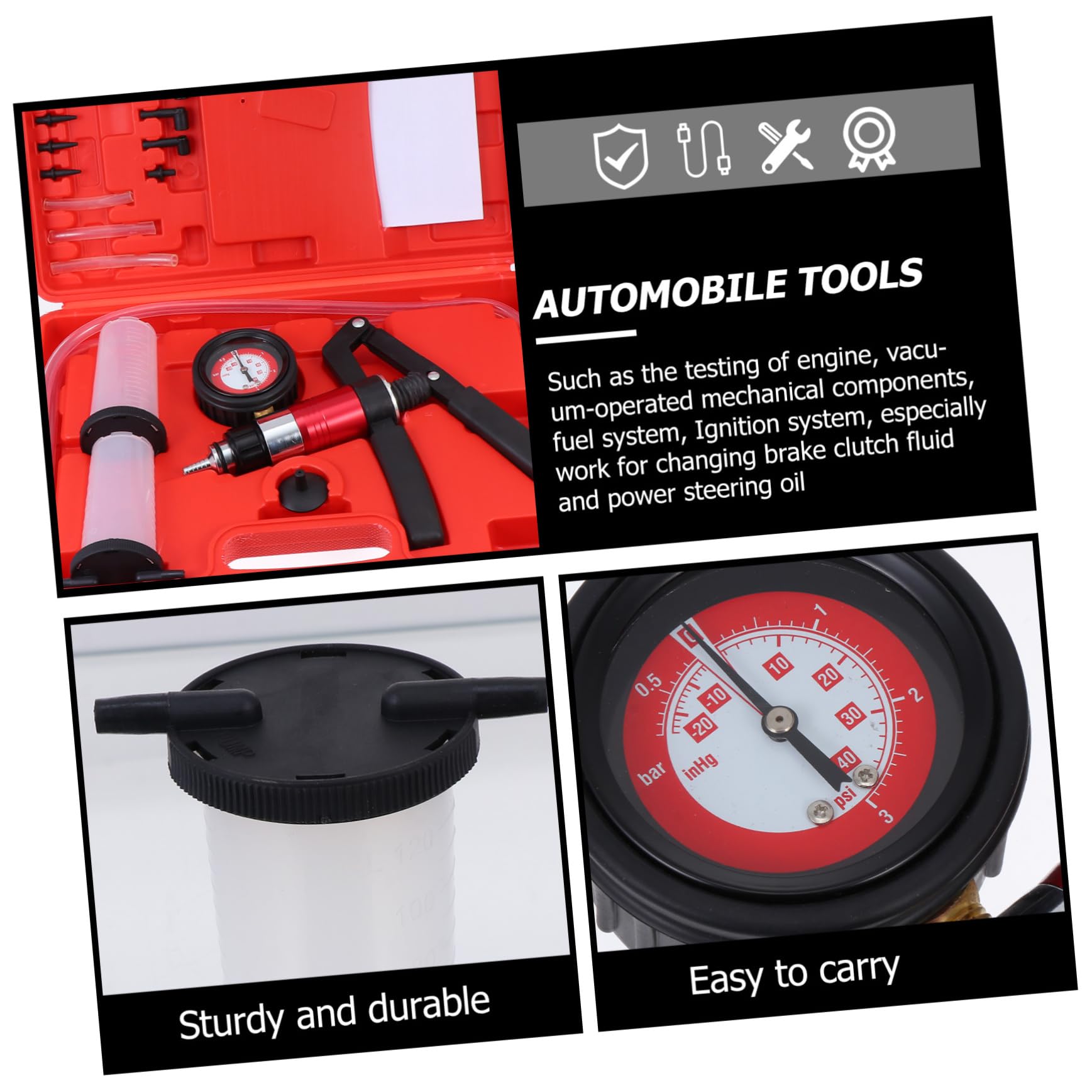 Kit De Purga De Frenos Bomba De Vacío y Presión Manual para Coche Resistente y Duradero
