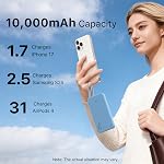 NOBIS Chargeur portable 10000mAh 25W Batterie de recharge rapide Power Bank avec câble de type C intégré, USB-C en/hors de l'entreprise, USB-A Produit avec LED Affichage pour téléphone 17 S25