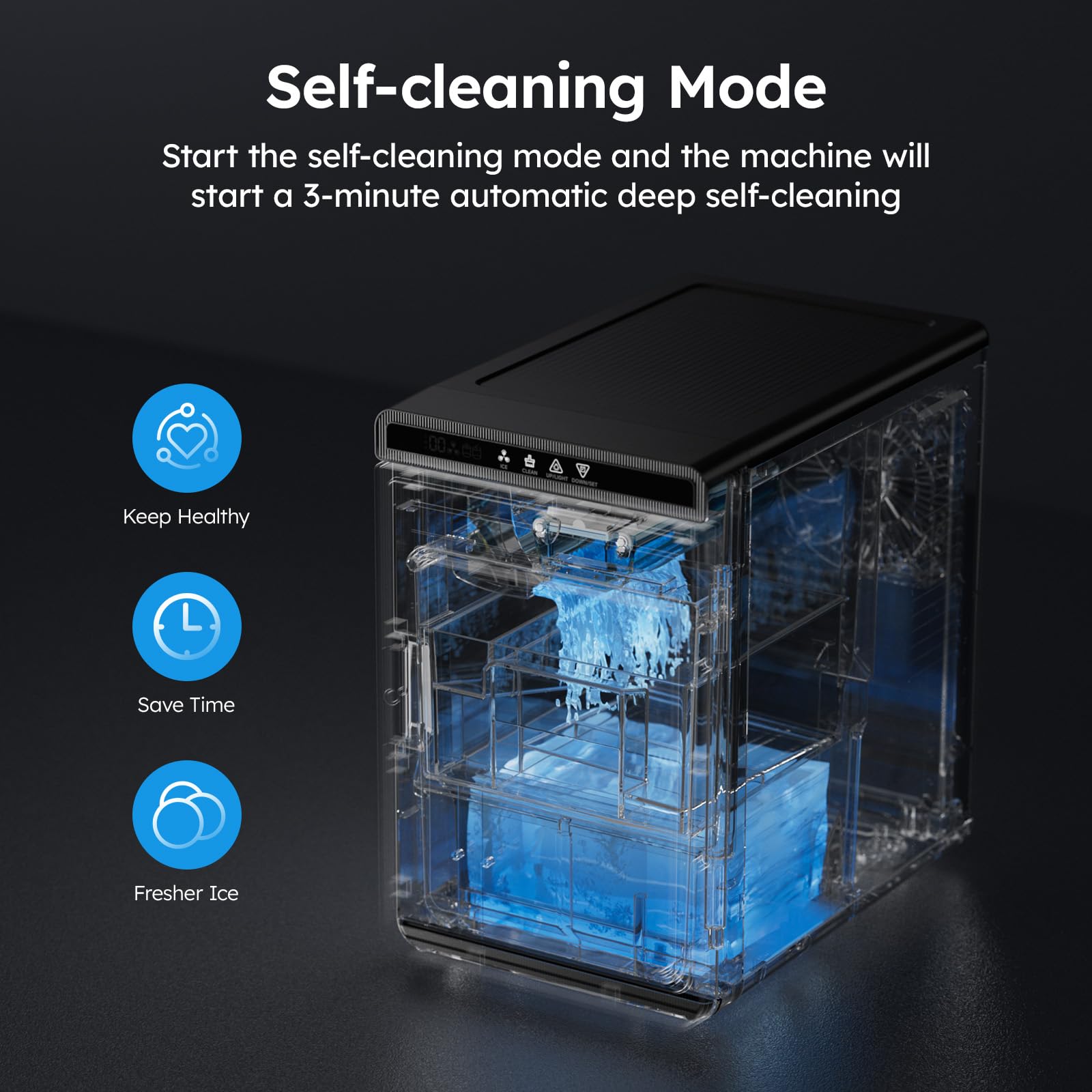 1.6'' Clear Ice Square Maker Machine,200 Pcs/Day,Ice Cube Maker With Automatic Cleaning,Crystal-Clear & Slow-Melting Ice Spheres For Cocktails & Whiskey on Fridge.com - View 5