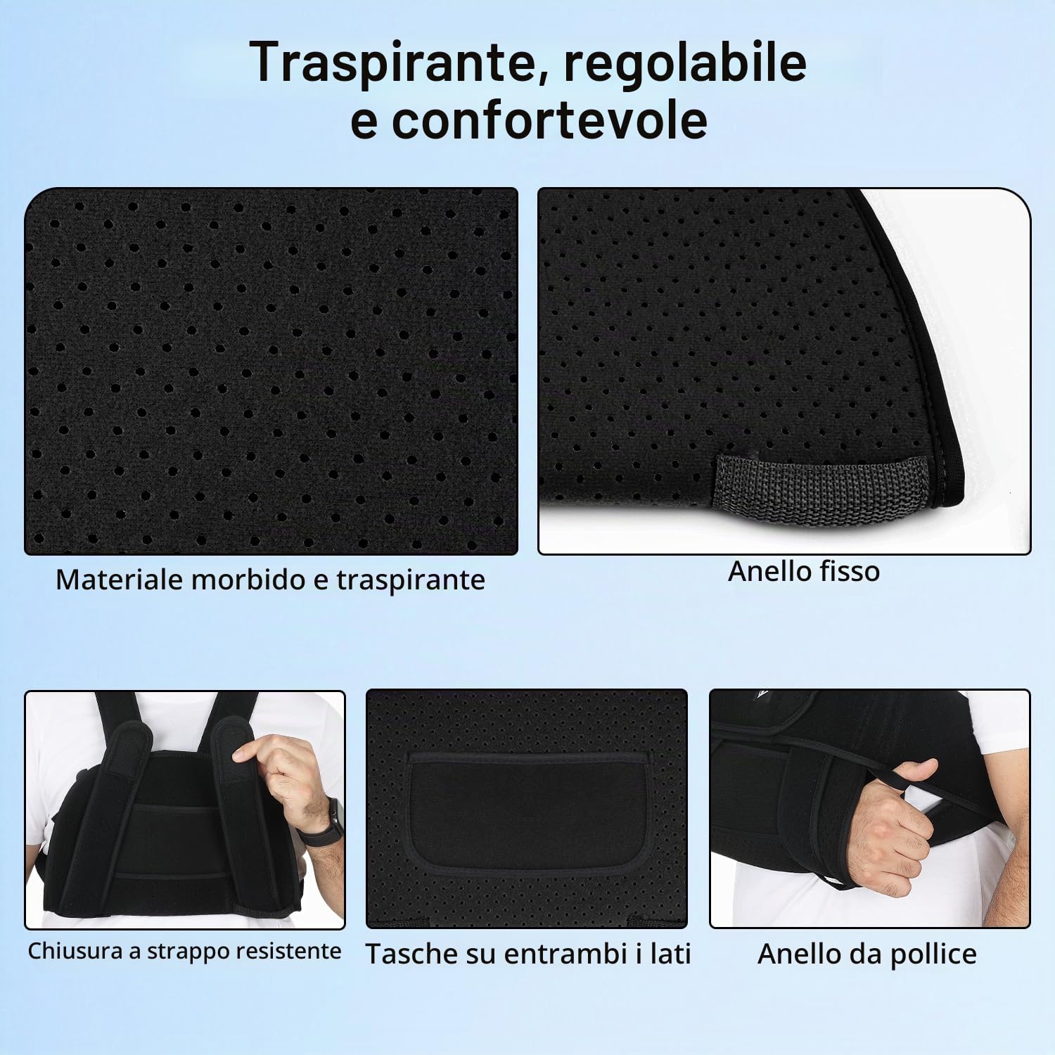 supregear Supporti per Spalle, Supporto Medico Regolabile per la Cuffia Dei Rotatori, Imbragatura Immobilizzante Traspirante, per la Dislocazione di Ossa Rotte e Fratturate (Misura Grande, Nero)