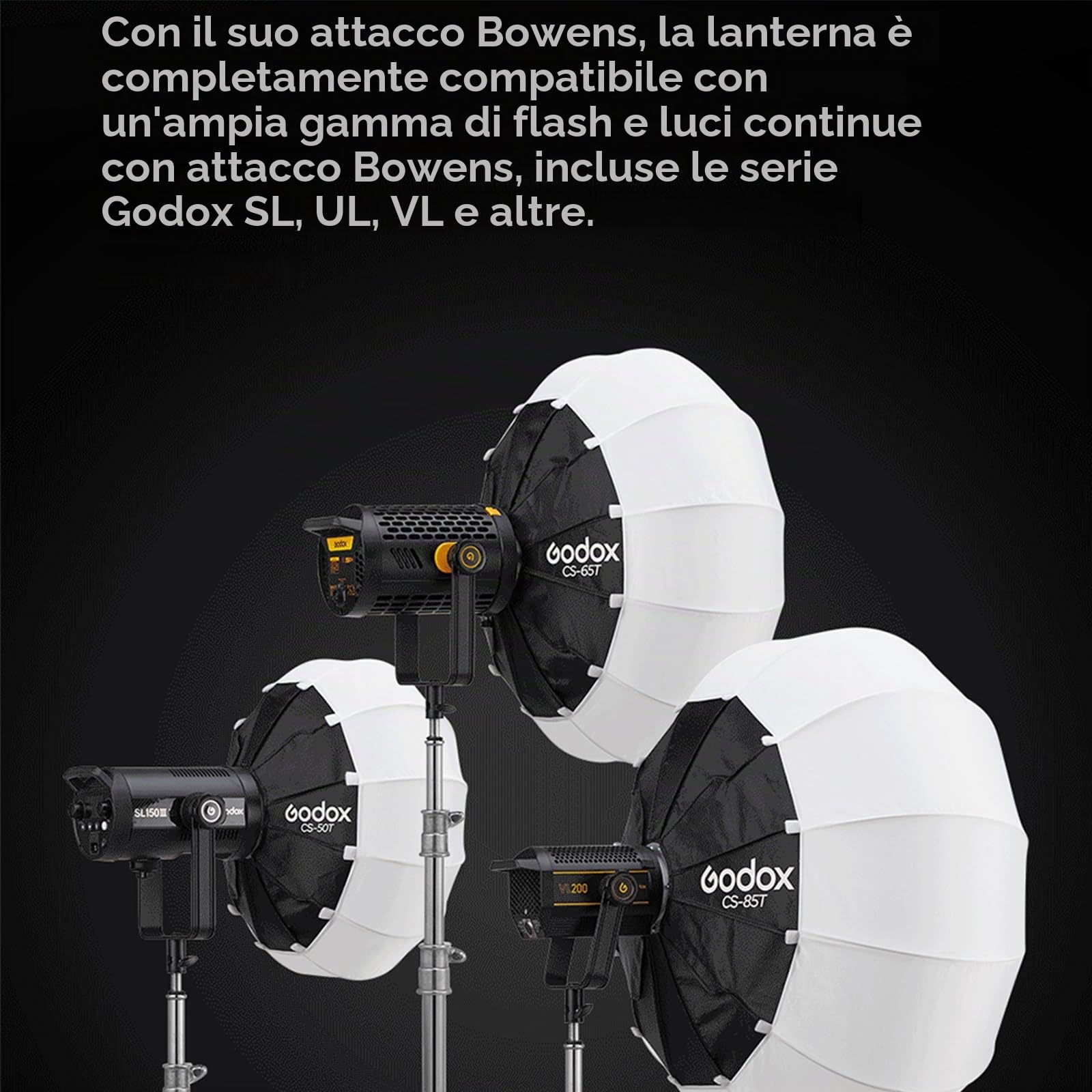 GODOX CS-50T Lanterna Softbox, 50cm Fotografico Soft Box | Montaggio e Smontaggio Rapido, Pieghevole, Bowens Mount per Studio Light SL60W SL100D SK400III-V MS200-V MS300-V DP400III-V