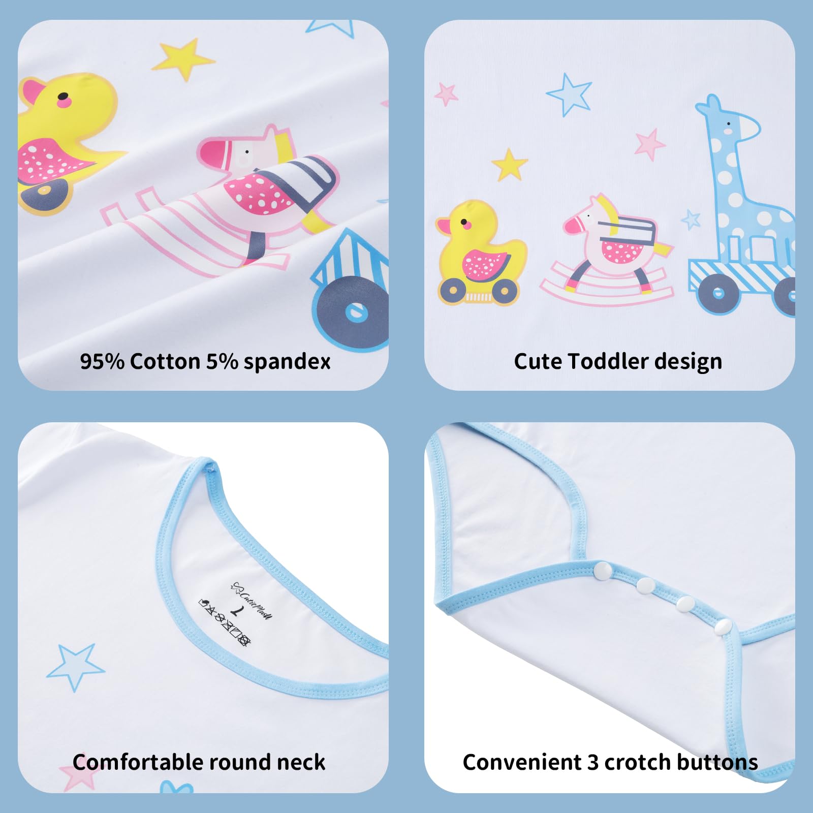 CutiePlusU Combinaison Homme en Coton à Boutons à l'entrejambe – Body Une-Pièce Adulte pour Homme avec Imprimé