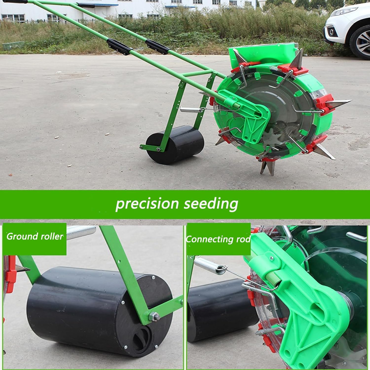 Fertilizer Applicator Seed Sower Roller Seeder Planter Tool Precision Adjustable Garden Seeder,Sowing and Fertilization 12 Seeding Nozzles