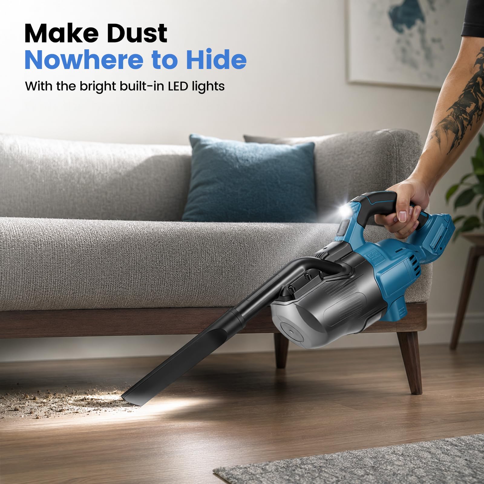 Aspiradora con batería para baterías Makita de 18 V, 10000 Pa 4 en 1, aspiradora de mano portátil, aspiradora de 140 W, aspiradora inalámbrica con vaso grande de 0,75 l, para pelo de animales