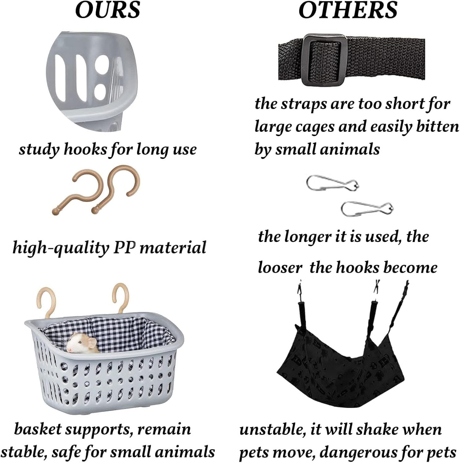 JWShang Small Rat Hammocks for Cage Chew Proof, Rat Warm Bed, Small Animal Hanging Hammock, Rat Cage Accessories for Small Animals Rat, Mouse, Guinea Pig, Chinchilla, Sugar Glider, Ferret