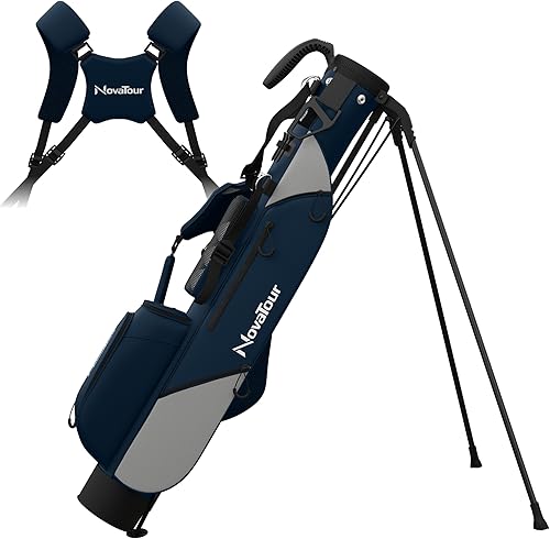 Bolsa de golf ultraligera Premium Par 3 con doble correa, 6 bolsillos con cremallera para campos ejecutivos y par 3