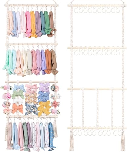 POVETIRE Soporte para diadema organizador de lazos para el cabello para niñas, accesorios para el cabello de bebé, organizador de almacenamiento