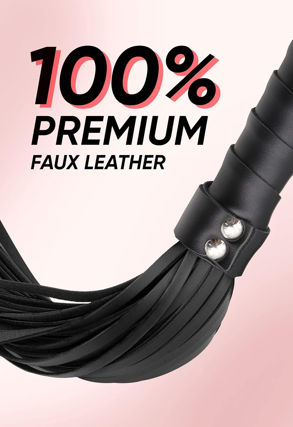 Sex Whip for Bedroom Play, BDSM Whip for Spanking, BDSM Floggers Adult Play, Accessories for Couples, 27" Black