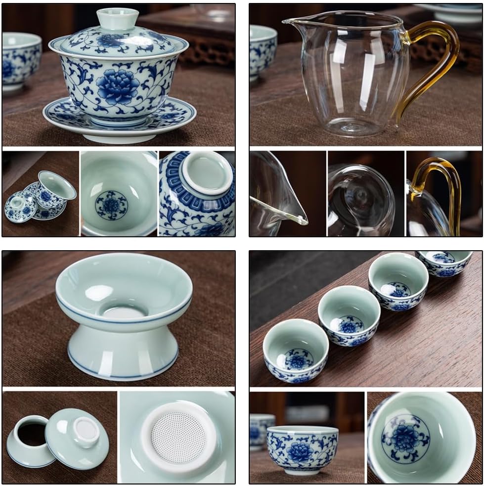 砥部焼　青い花模様　茶碗と湯呑みセット 4個 砥部焼 青い花模様 茶碗と湯呑みセット 6個