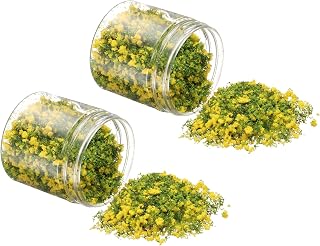 Model Flower Grass, 185ml Capacity, Fake Miniature Flower Grass Tree Plastic Sponge Yellow - (Applications: DIY Dollhouse Fairy Garden Model Railway Landscape), 2-Pieces