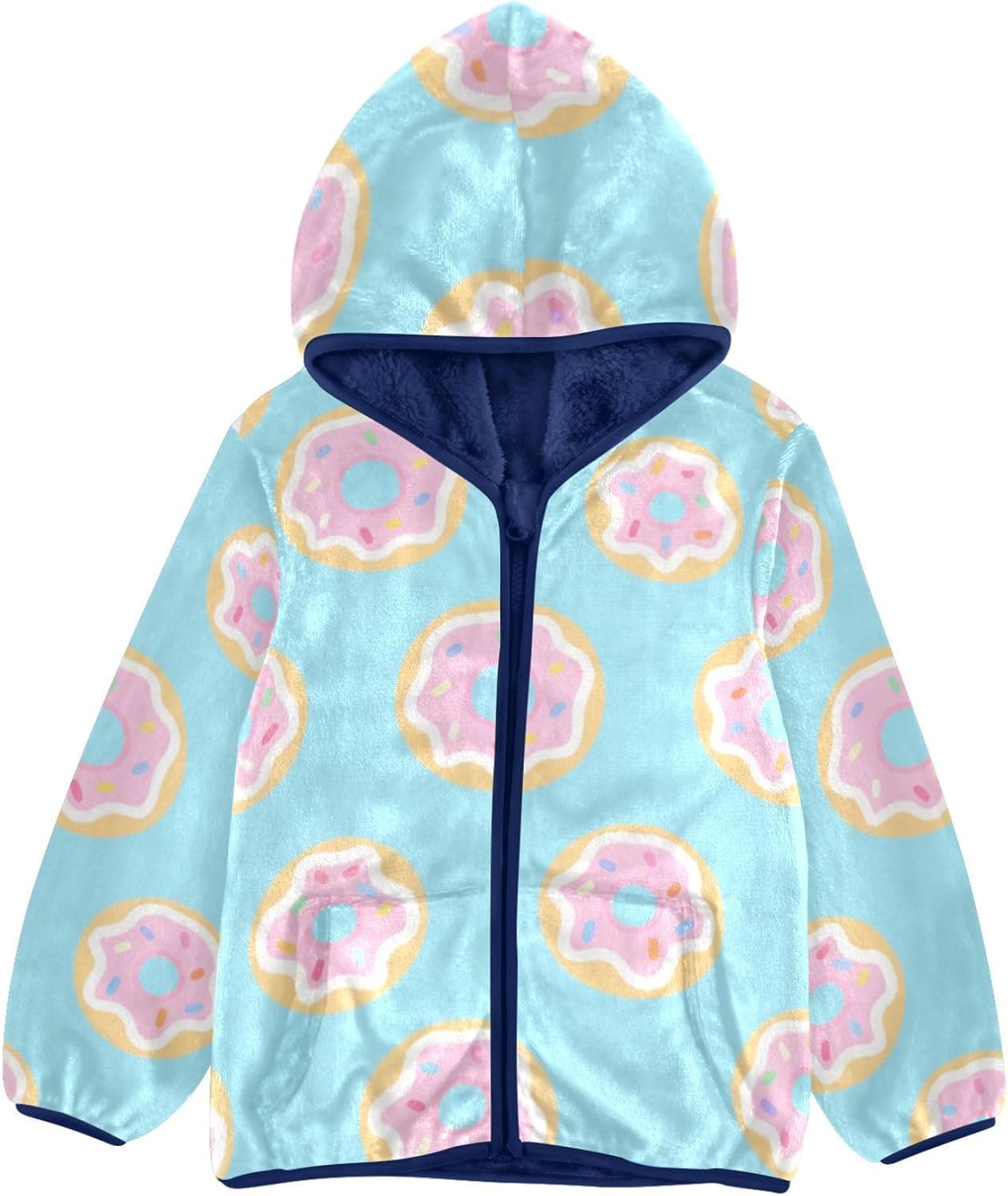 Cartoon Donut Blue Toddler Winter Jackets Outerwear Jackets Navy Blue Baby Boys Clothes