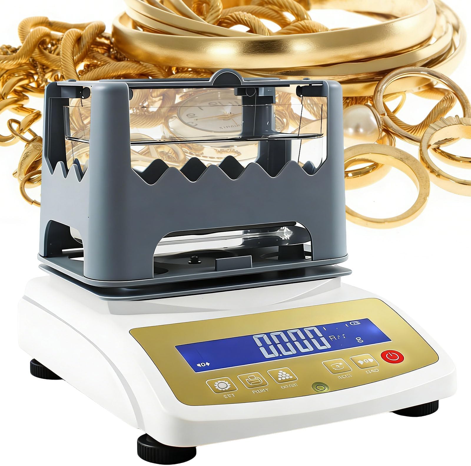 Gold Purity Tester, 0.001g/Cm³ Accuracy Solid Density Meter Gravimeter, Precious Metals Testing Machine Precious Metal Analyzer, for Gold, Silver, Platinum 300K