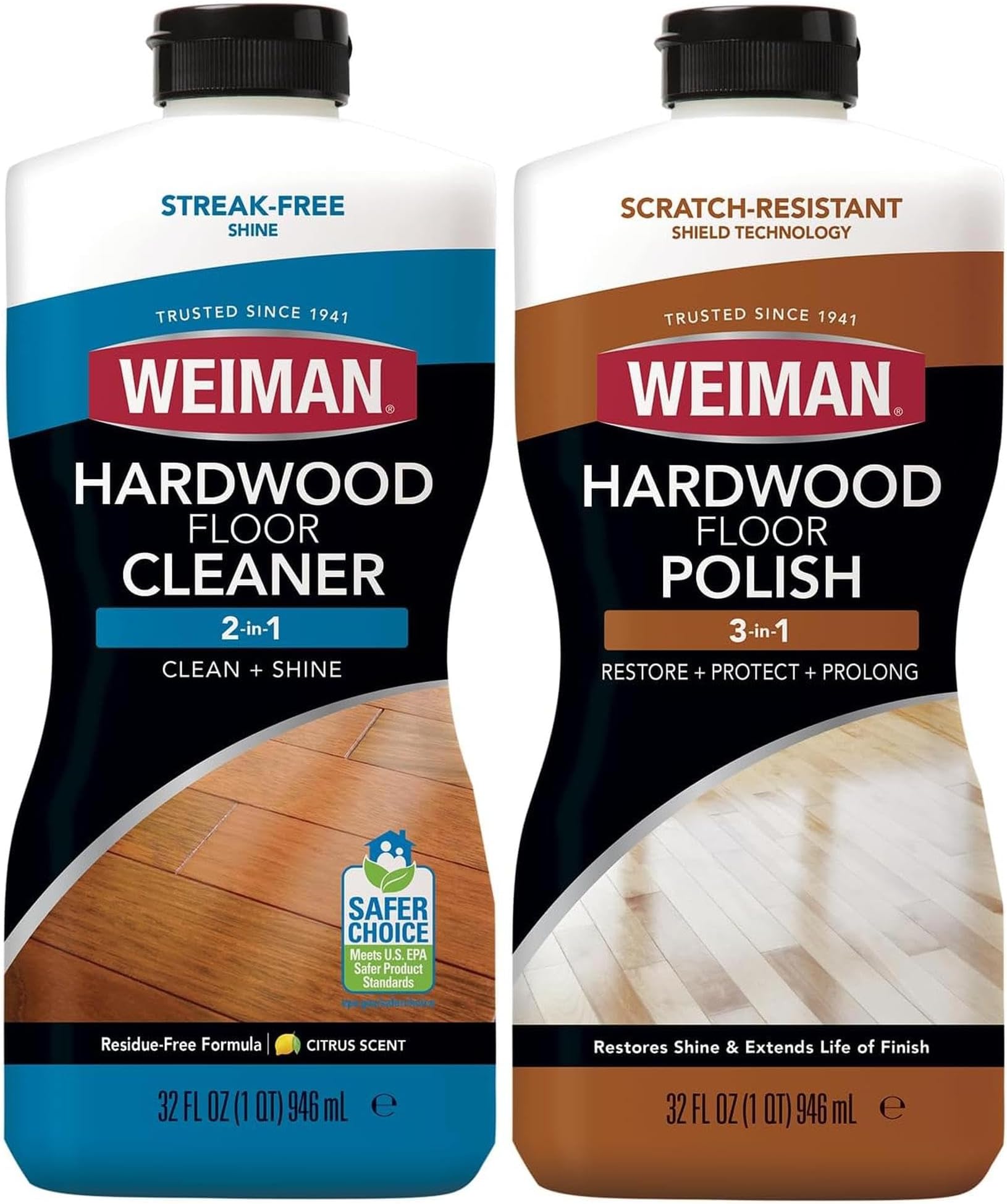 Hardwood Floor Cleaner and Polish - Restorer Combo - Wood Floor Cleaner - 2 Pack