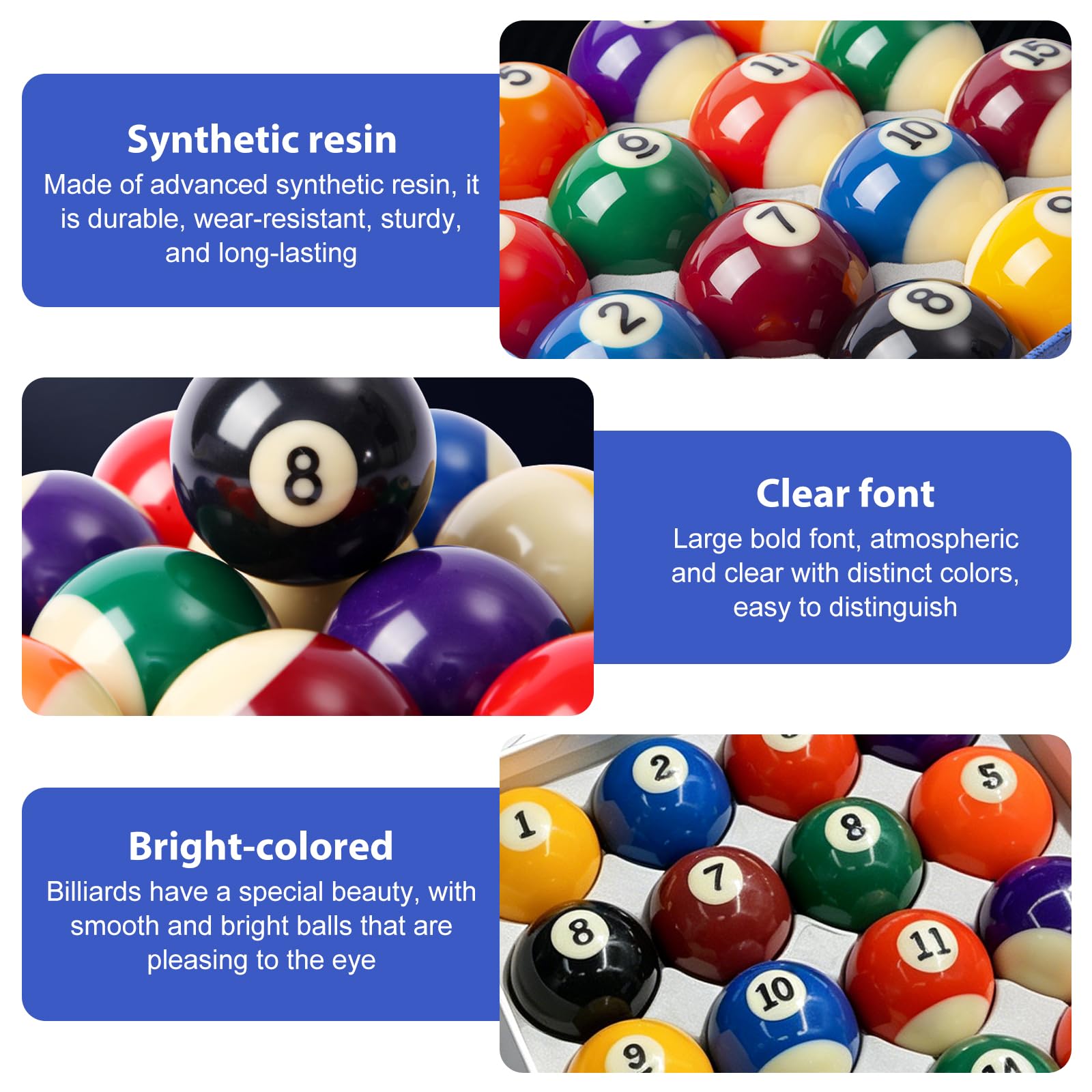 BORDEAG Billardkugeln Set, 16 Stück 57,2mm Billiard Pool Balls, Hochwertiges Billardkugeln Set, Phenolharz Kugeln Langlebig, Standard Pooltisch, Für Spielzimmer Und Freizeitraum
